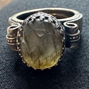 Sterling Silver with  Gray Stone